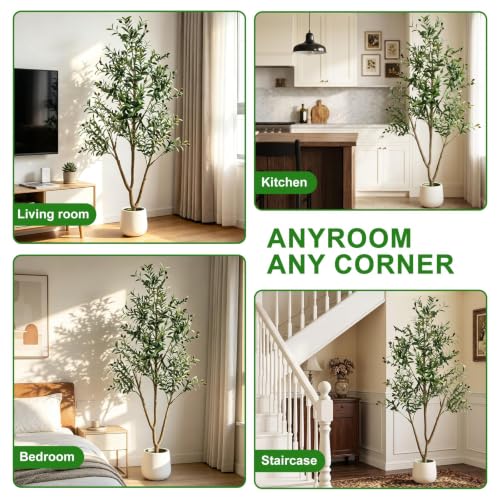 6FT Artificial Olive Tree with Lights & Planter, Realistic Faux Plant