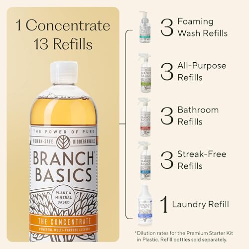Branch Basics Refill Pack with Concentrate & Oxygen Boost - Eco-Friendly Multi-Purpose Cleaner (33.8 oz + 4 lb)