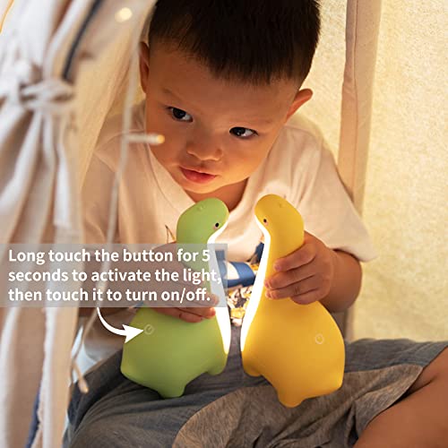 Cute Dinosaur Night Light, Brightness Adjustable Baby Bedside Night Lamp USB Recharging, Nursery Room Decor Kids Toddlers Night Light, Dinosaur Gifts for Birthday, Christmas, Green