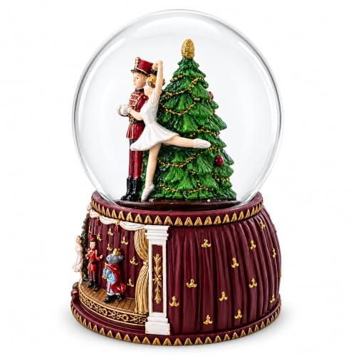 Dancing Nutcracker Ballerina Musical Snow Globe - Hand Painted Christmas Decoration