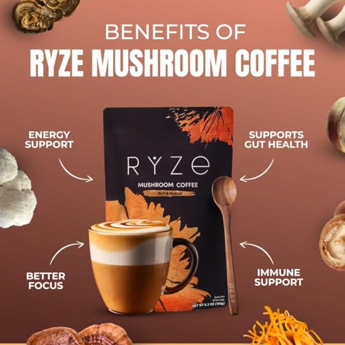 RYZE Dark Roast Mushroom Coffee & Probiotic Creamer Bundle - 13.75 Oz