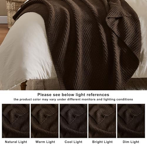 WDCOZY Brown Chocolate Twin Waffle Throw Blanket 60x80 Reversible Plush