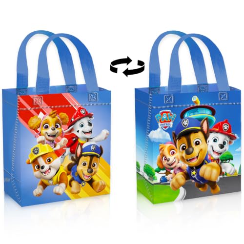 Kids Party Favor Bags - Paw Patrol Reusable Goodie Tote Set, 24 Pack