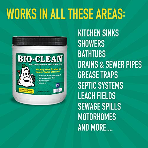 Bio-Clean Drain & Septic Treatment Can 2 Pounds - Natural Enzymes & Microbes for Plumbing & Grease Traps