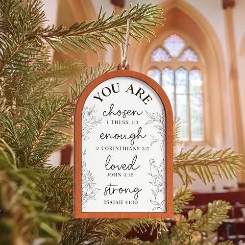 Christian Christmas Ornaments 2025, 2 Layer Wooden Bible Verse Ornaments, Religious Ornament for Christmas Tree, Inspirational Gift, Religious Gifts, Christian Gifts for Women, Friends