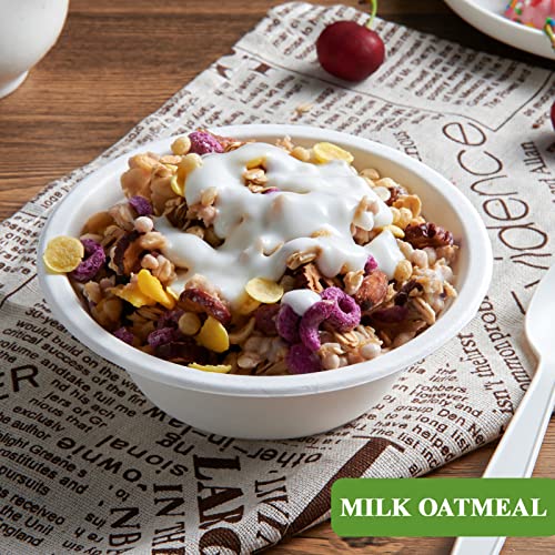 White Compostable 12 oz Bagasse Paper Bowls Bulk - 500 Pack