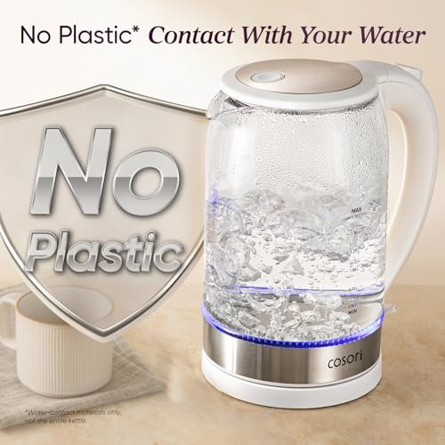 Cosori 1.8 Quart Electric Kettle - No Plastic Contact, White, 1.7L