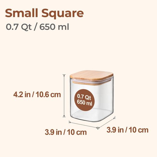 ComSaf Glass Food Storage Jars Set of 9 - Clear Containers with Lids for Pantry Organization | Ideal for Spices, Oats, Coffee, and Sugar