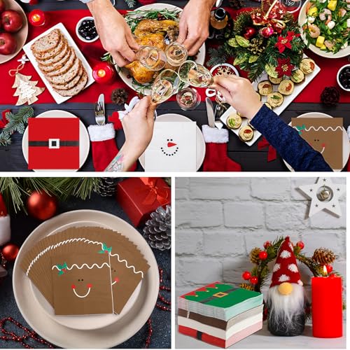 Christmas Cocktail Napkins 120 Pcs Festive 2-Ply Disposable Party Supplies
