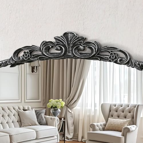 Micasso Vintage Black Arched Mirror - 24x32 Inch Baroque Antique Vanity Mirror