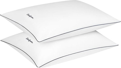Dearfoams Bed Pillows - Luxurious 200 TC Cotton Down Alternative | Set of 2 Standard/Queen Size, Supportive for All Sleep Positions
