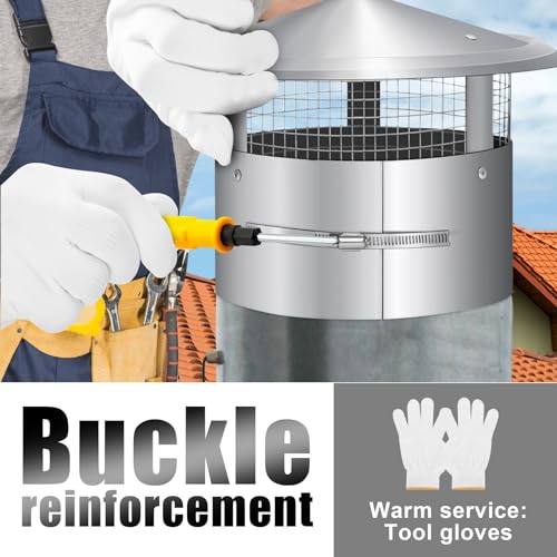 14 Inch Round Stainless Steel Chimney Cap with Tapered Top & Fastening Device - Variation of 14 in