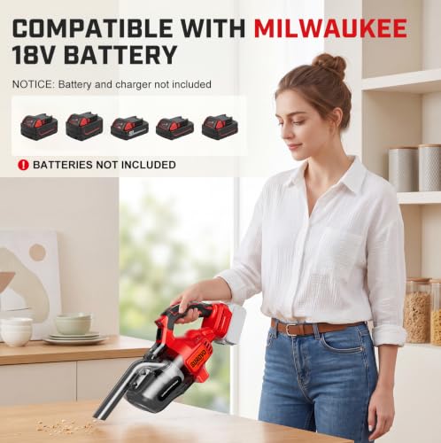Cordless Vacuum Cleaner with Milwaukee 18V Battery Compatibility - Lightweight & Powerful
