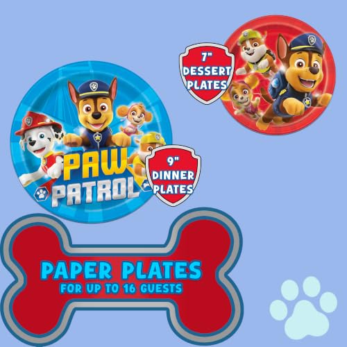 Paw Patrol Boy Birthday Party Supplies Set - Serves 16 with Plates, Cups, Masks & Decorations - UltimateXL Variation
