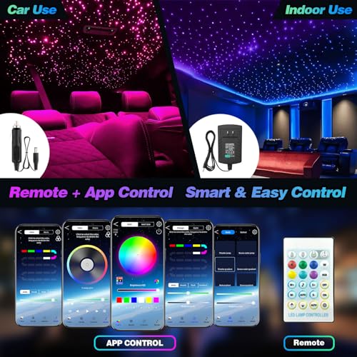 Fiber Optic Star Light Kit for Cars & Home - Twinkle RGBW 800pcs 9.8ft with APP & Remote