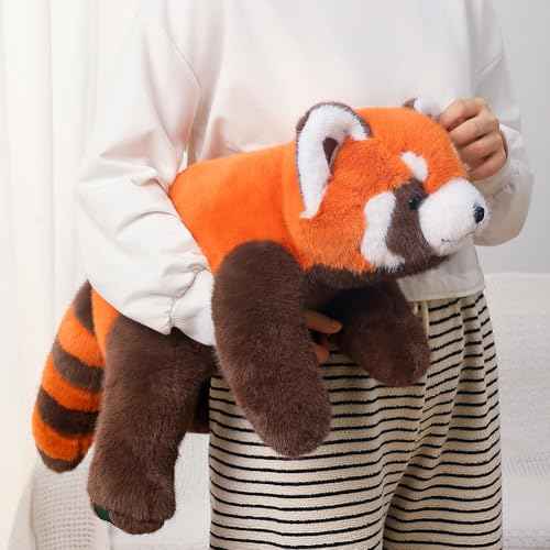 Red Panda Plush Stuffed Animal - Sleeping Plush Toy Pillow, Cute Hugging Plushie, Room Decor, Christmas Birthday Gifts for Kids Girls Boys (11.8in)