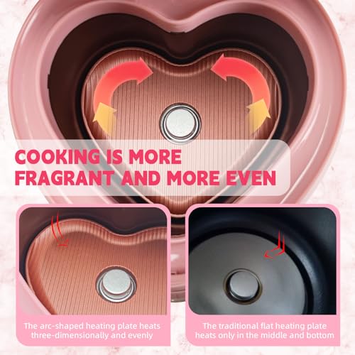 Peach Heart Shape Rice Cooker 8 Cup Cooked, 4 Uncooked Rice,