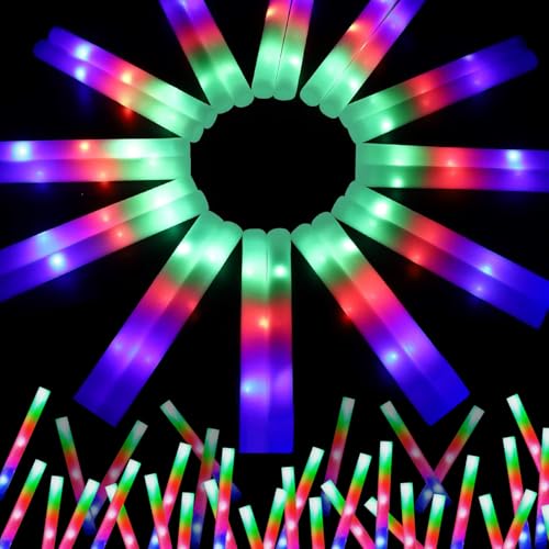 200 PCS LED Foam Glow Sticks Bulk Party Favors with 3 Light Modes for Events
