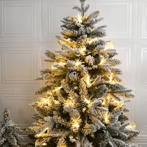 YOLIGHT 33ft Fiber Optic Christmas Lights Warm White Plug-In 60 LEDs Firework String
