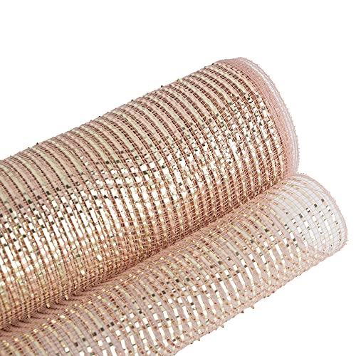 Deluxe Rose Gold Foil Deco Mesh 10in Roll – 30ft, for Wreaths, Garlands, Christmas Decor