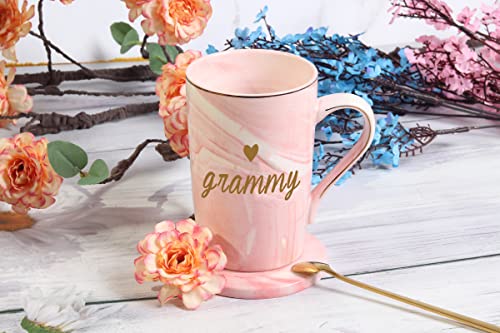 WENSSY Pink Grandma Coffee Mug 14oz Gift for Grammy from Grandchildren with Box & Spoon