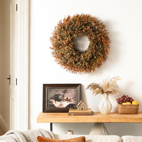 Green Moon 26'' Faux Fall Wreath for Front Door - Orange Autumn Decor