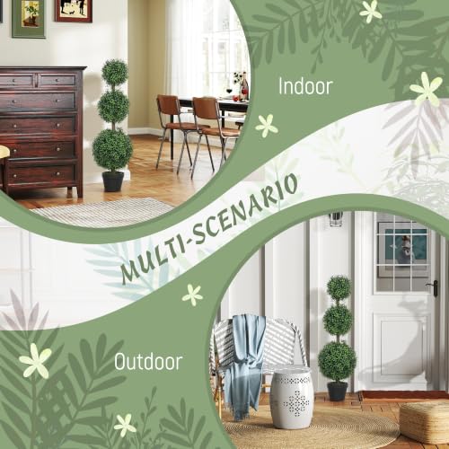 Artificial Triple Ball Boxwood Topiary Trees Set of 2 - 40 Inches Outdoor