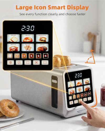 Keenstone 4-Slice Touch Screen Toaster with Wide Slots - Stainless Steel