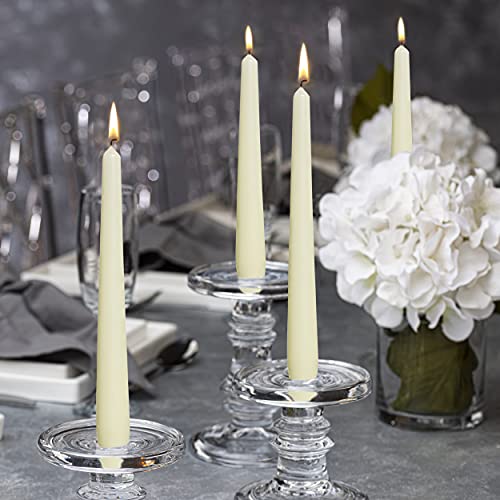 30 Pack Ivory Taper Candles - 10-inch Unscented Dripless Wedding & Home Decor
