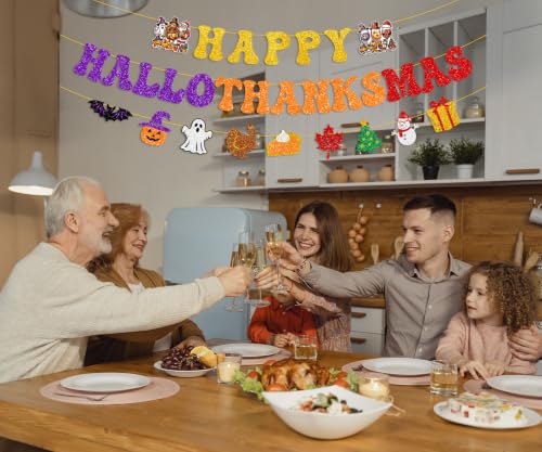 Holiday Banner Set for Christmas Halloween Thanksgiving Party Decorations