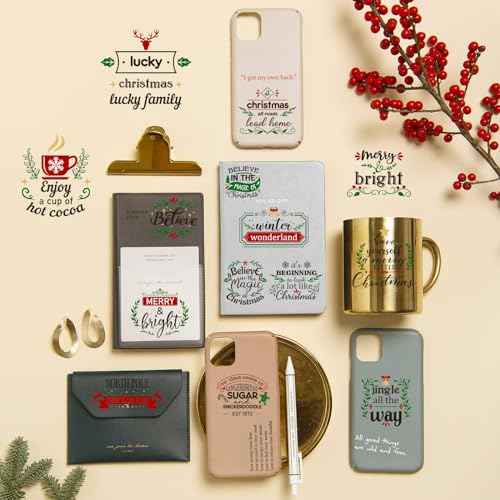 Epakh 45 Pcs Large Christmas Inspirational Vinyl Stickers for Crafts Scrapbooking Christmas Ball Bottle Decals Positive Word Window Stickers Motivational Quote Wall Decal, 45 Color Words(Joy Style)