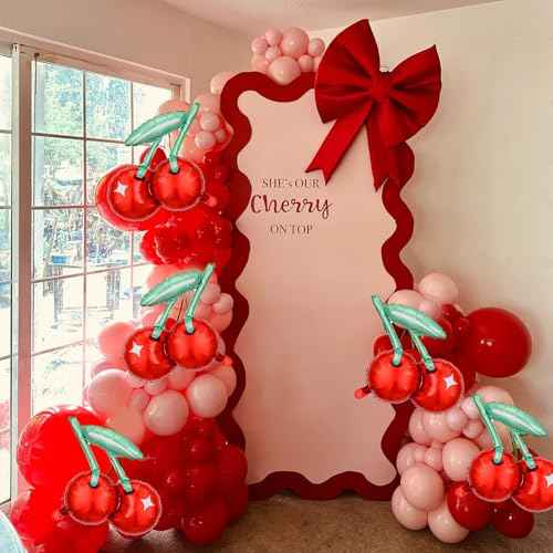 Cherry-Balloons Summer-Birthday-Balloon 6PCS 20inch Red Fruit Cherry Themed Balloons Happy Birthday Party Decorations Wedding Baby Shower Supply