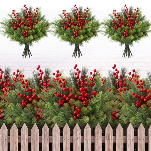 Suncalla 24 Pcs Artificial Christmas Flowers Outdoor Winter Decor - Fresh
