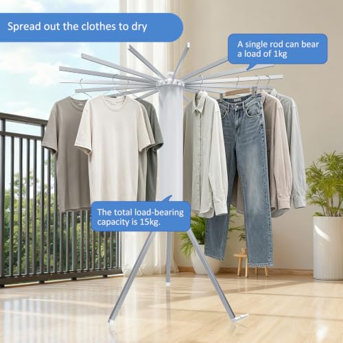 Foldable Clothes Rack with 16 Aluminum Poles - Portable Garment Organizer