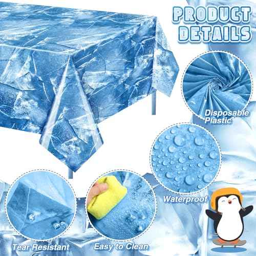 2 Pcs Winter Birthday Decorations Tablecloth 54 x 108 Inch Ice Tablecloth for Winter Onederland/Under Sea/Ocean Theme Party Decor Halloween Anime Character Cosplay Decoration