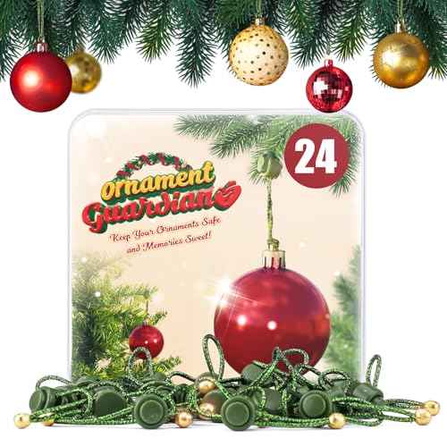 Christmas Ornament Guardian, Adjustable Ornament Hooks for Hanging Small Large Heavy Ornaments, Ornaments Hanger Hooks for Christmas Tree Hanging Holiday Ornaments (24)