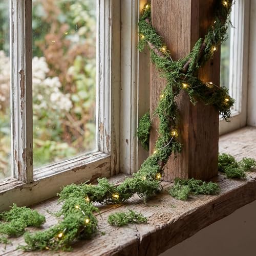 Janinka 6 Pcs 118in Artificial Bendable Tree Branches with Moss - Flexible Garden Decor