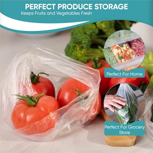 Focus Poly 15x20 Jumbo Produce Bags - 3000 Count, Leakproof & Transparent