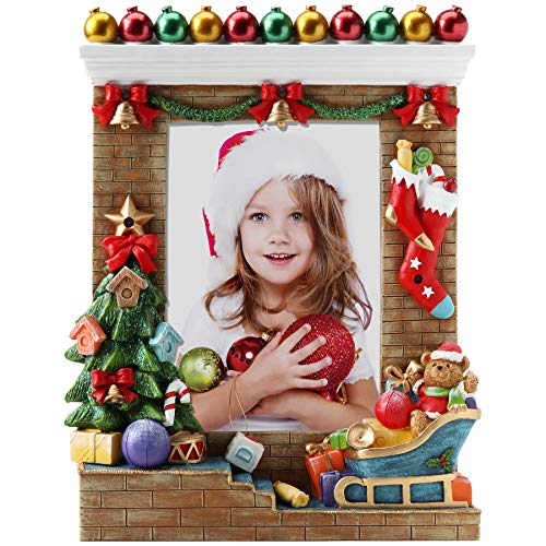 Light Up 5x7 Christmas Ornament Resin Picture Frame with Colorful LED Lights