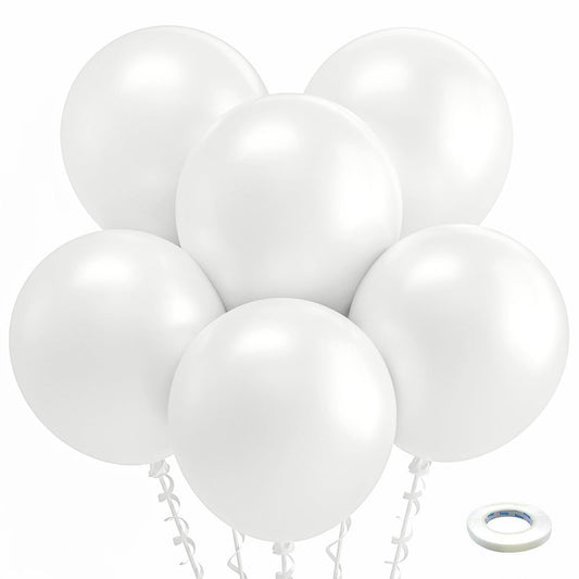 Bezente Pearl White Balloons 18 Inch - 30 Pack Large Thick Ivory Balloons Big Round Pearlescent White Latex Balloons for Christmas Anniversary Wedding Baby Shower Birthday Party Decorations