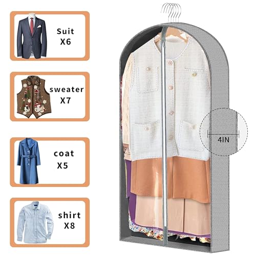 3 Pcs Breathable Garment Bags 40 & 50 Inches Dust Cover Dress Storage