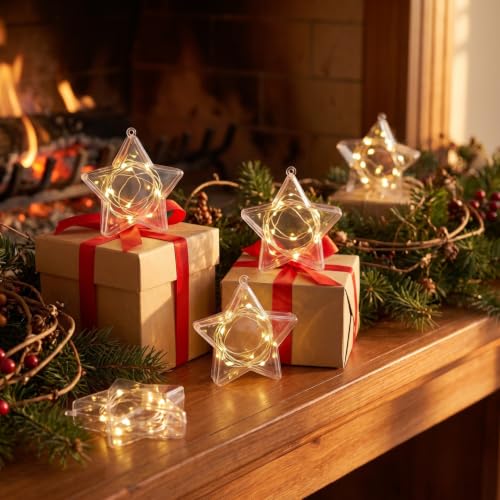 25 Pack Clear Star Shaped Candy Boxes for Holiday Party Favors & Christmas Decorations