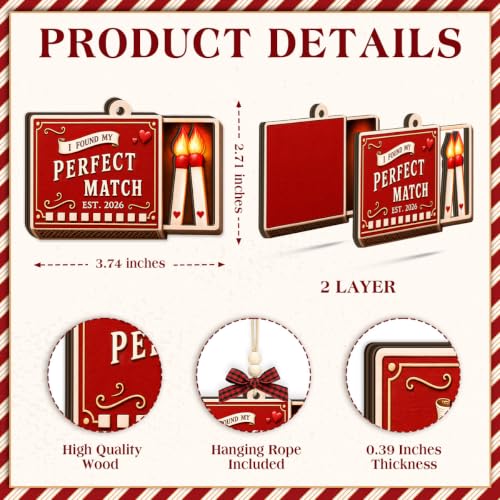 Perfect Match Couple Christmas Ornament 2026 – Wooden Two-Layer Keepsake