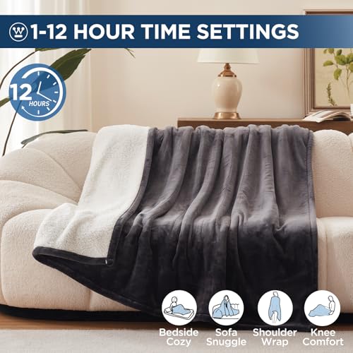 Westinghouse Electric Heated Blanket Twin 62x84 Charcoal ETL Certified