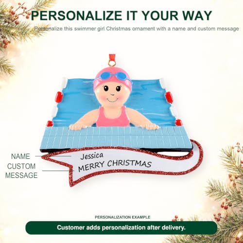 Personalized Swimming Girl Ornament 2026 - Custom Name, Year & Message