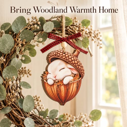 Emotional Uplifting Forest Animal Acorn Bunny Ornament - Woodland Christmas Decor, Sleeping Bunny Variant