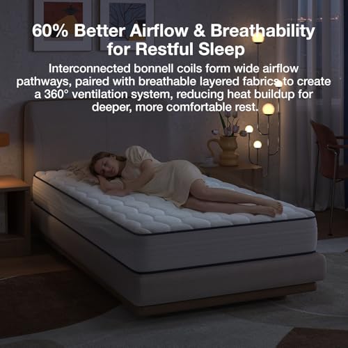 White Twin Mattress 6 Inch Bonnell Spring Hybrid Support Comfort