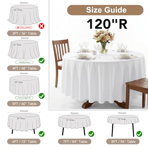 Fitable 6 Pack Sage Green Round Tablecloths - 120 Inch Diameter, Premium Polyester