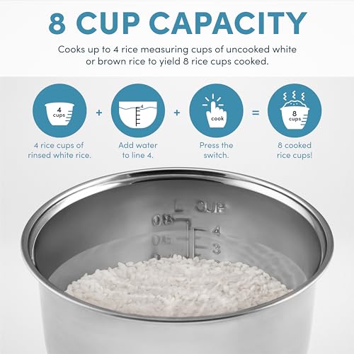 Stainless Steel Rice Cooker & Multicooker 8-Cup Capacity with Steamer - Variation of Stainless Steel Pot