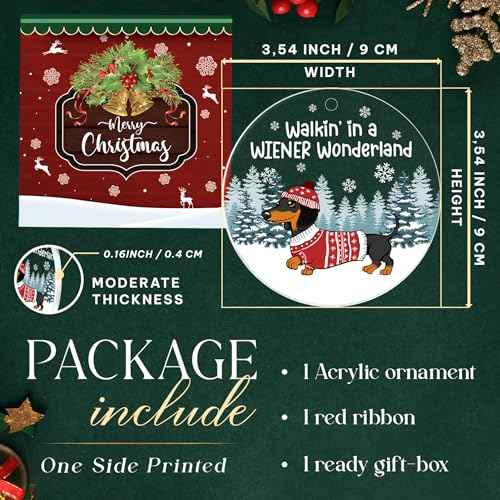 Dachshund Ornament - Dachshund Gifts for Women, Dog Lovers Gift Idea Acrylic Christmas - Weiner Christmas D?cor, Weiner Dog Christmas Ornament